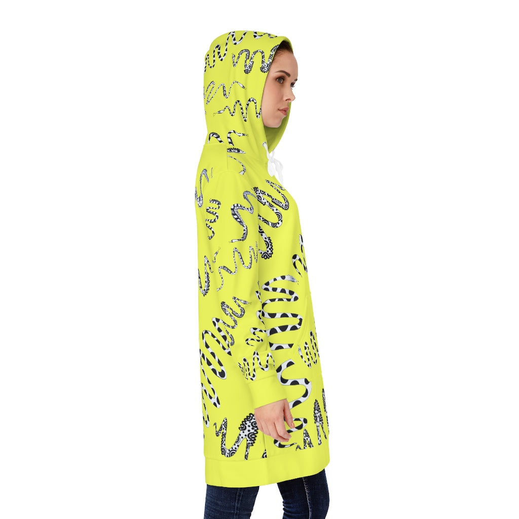 Canary Snake Print Hoodie Dress