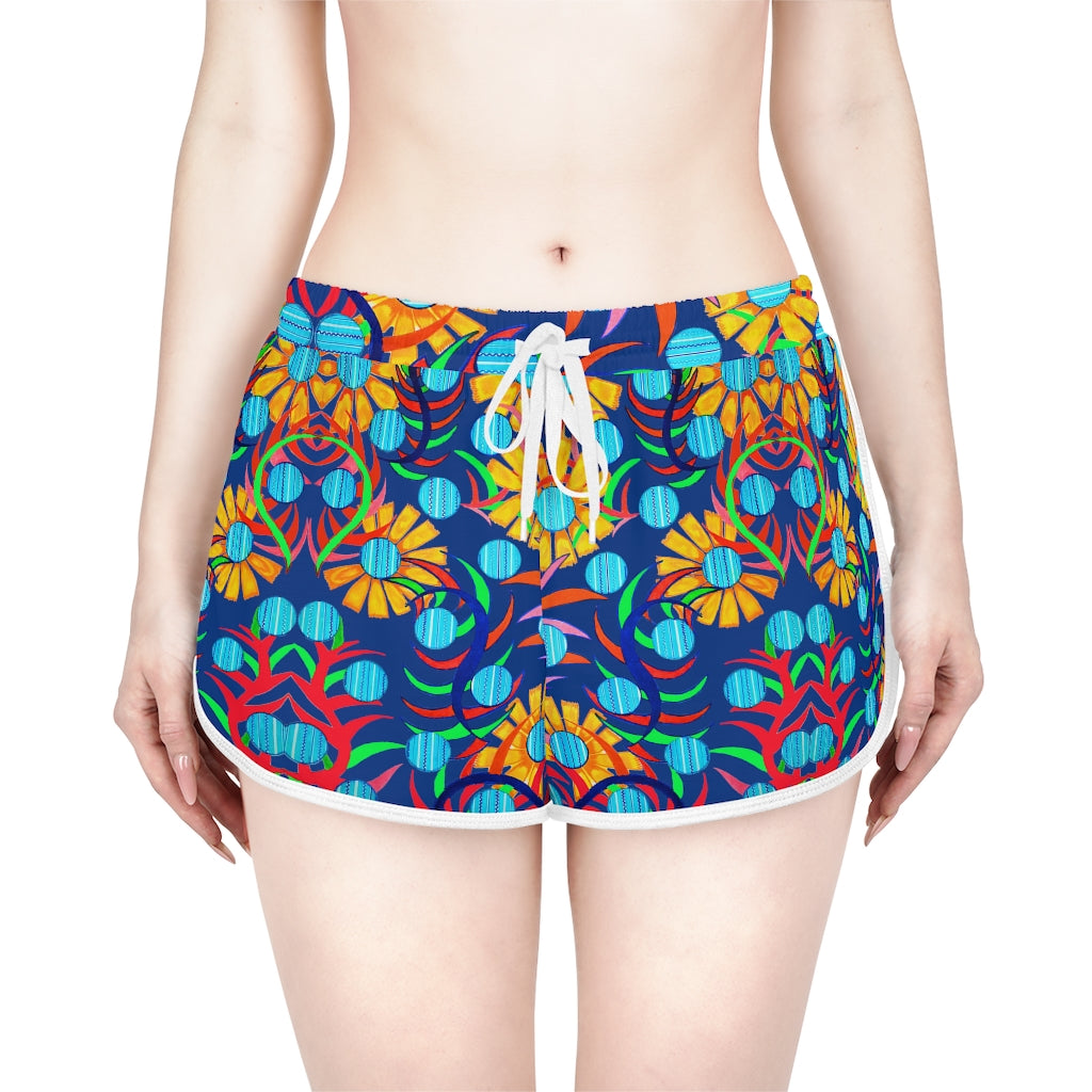 Blue Sunflower Relaxed Shorts