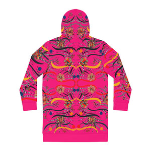 Hot Pink Wilderness Hoodie Dress (AOP)