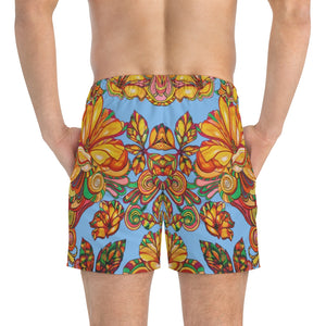 Artsy Floral Men's Sky Swimming Trunks