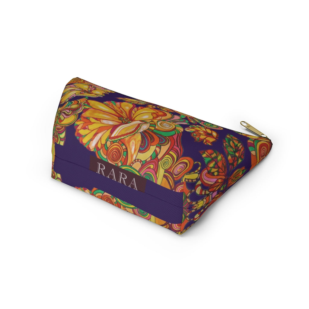 Violet Artsy Floral Accessory Pouch