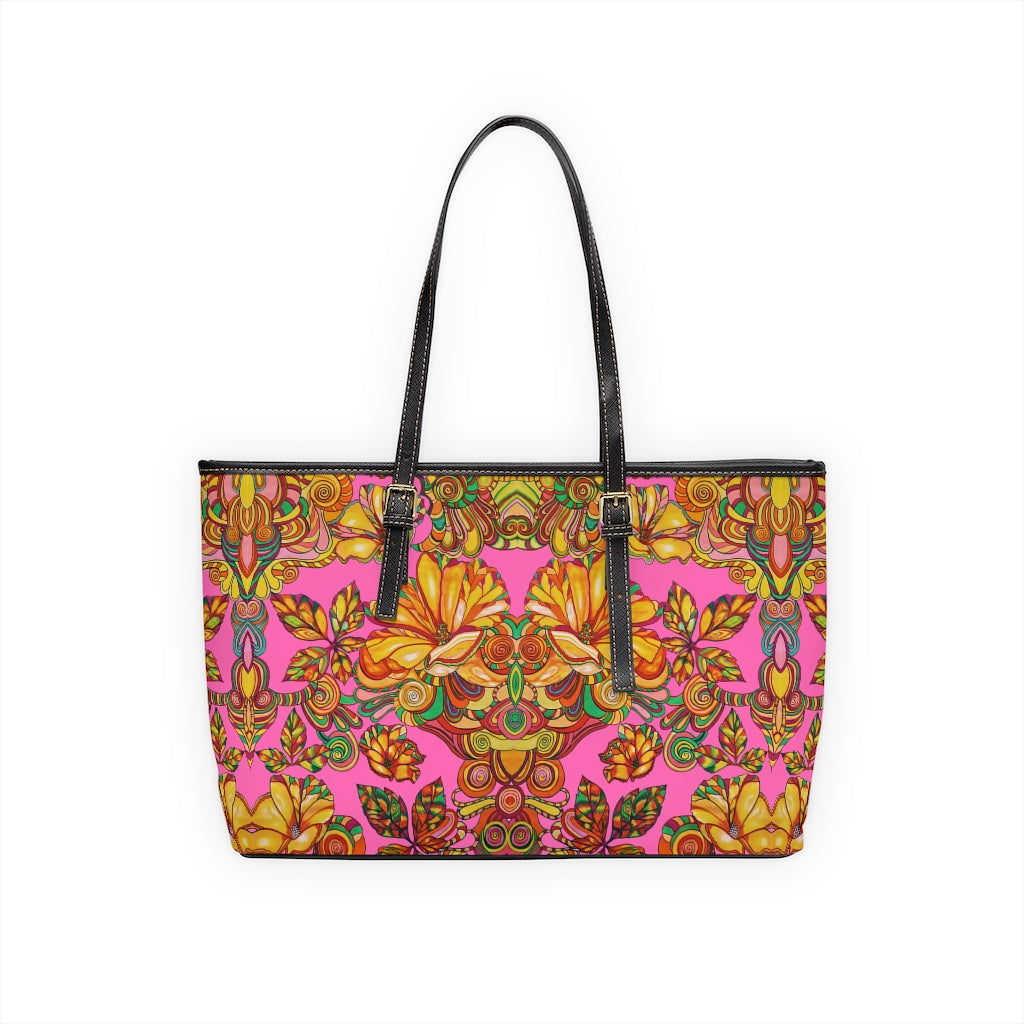 Rose Artsy Floral PU Leather Shoulder Bag