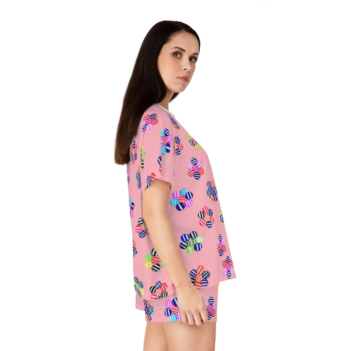 Blush Candy Floral Short Pajama Set (AOP)