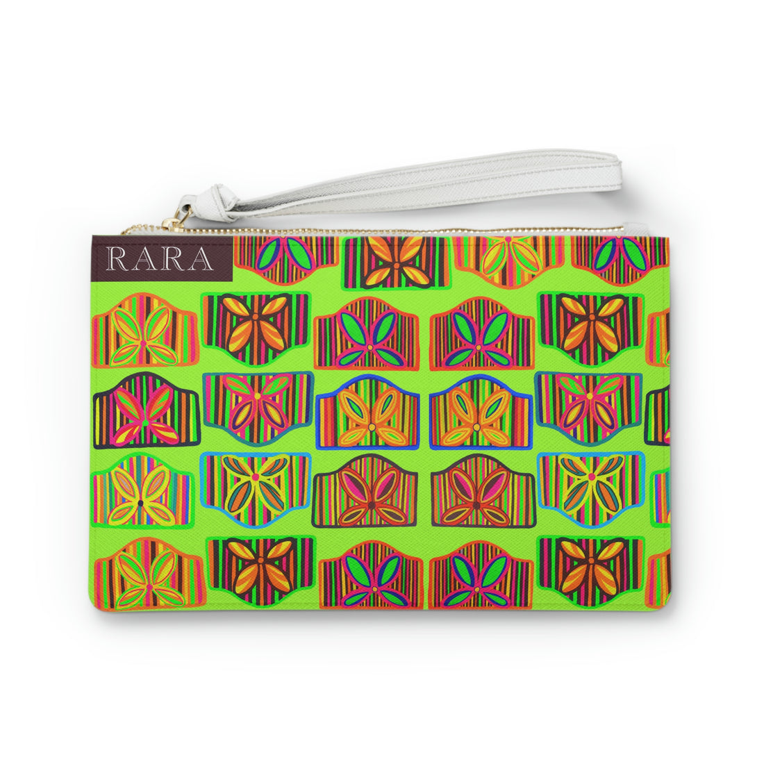 lime green art deco print clutch bag