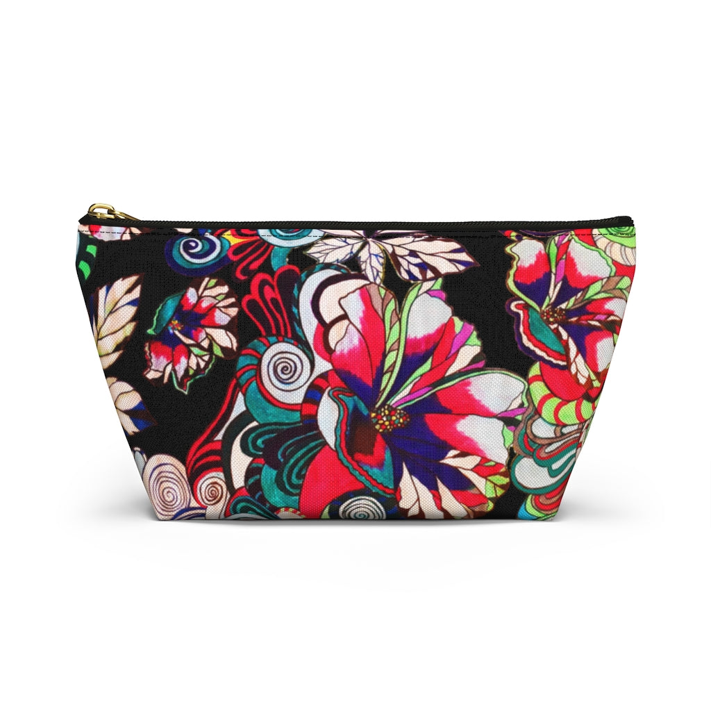 Floral Pop Black Accessory Pouch