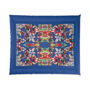 Floral Graphic Blue Comforter