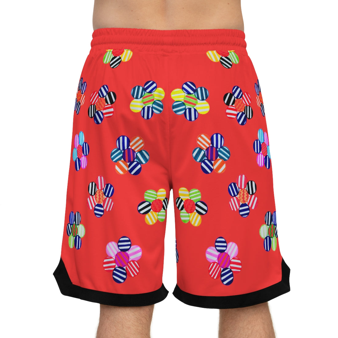 Vermillion Geo Floral Basketball Rib Shorts (AOP)