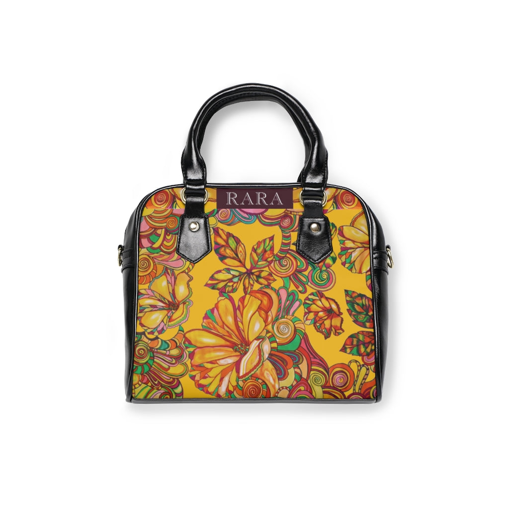 yellow floral print handbag