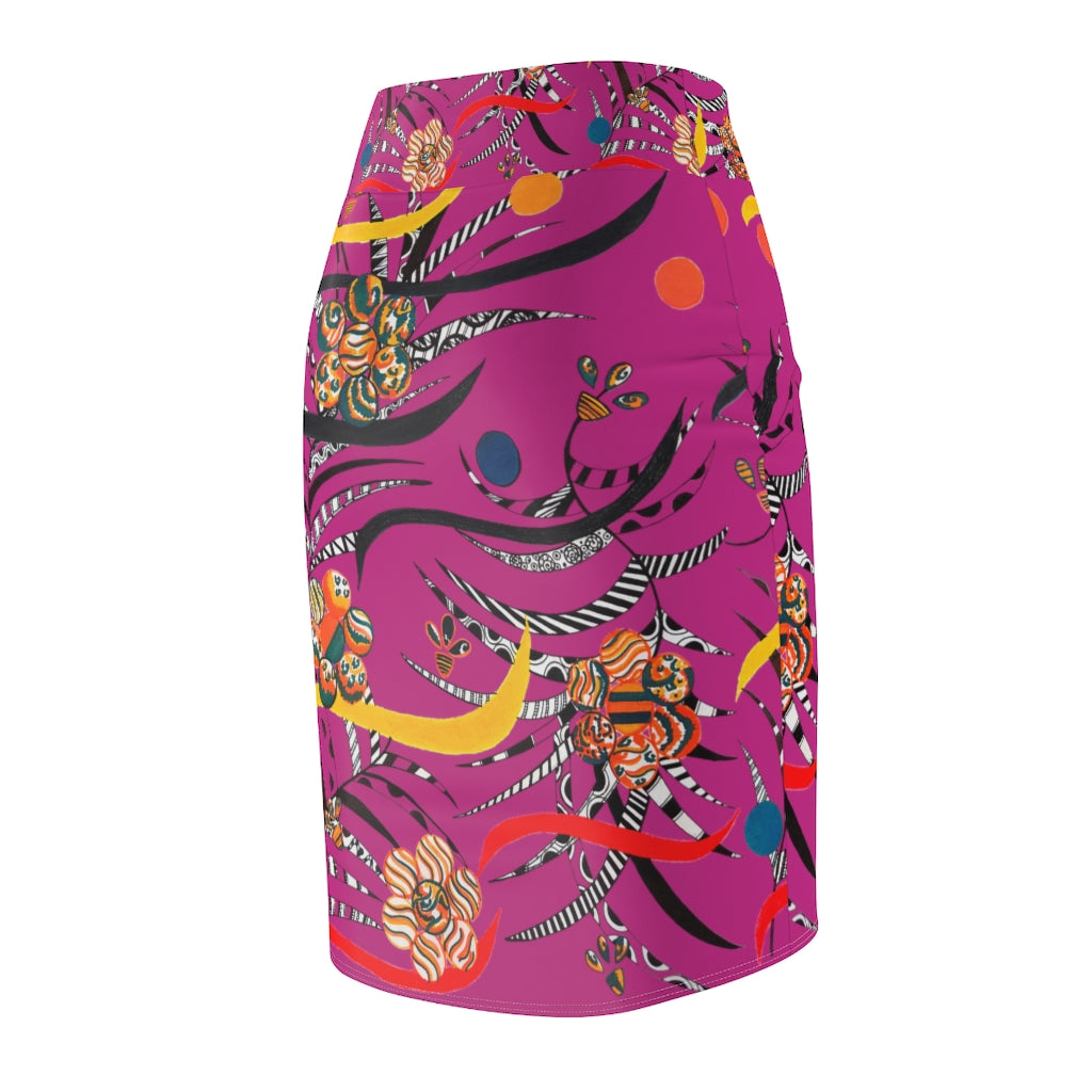 Dusky Rose Wilderness Print Pencil Skirt