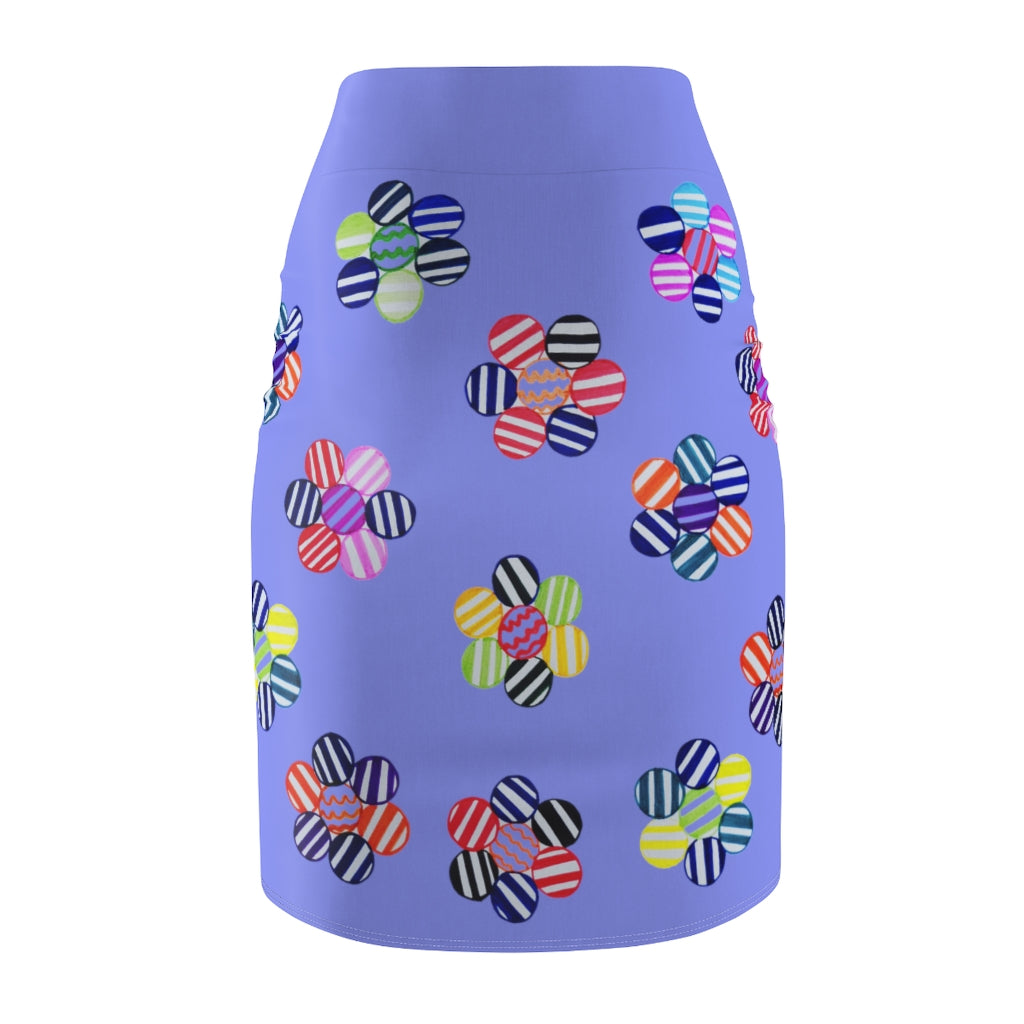 Very Peri Candy Florals Print Pencil Skirt