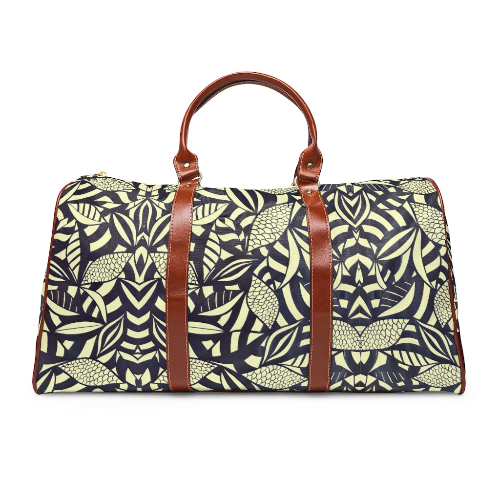 Cream Tropical Minimalist Waterproof AOP Travel Bag