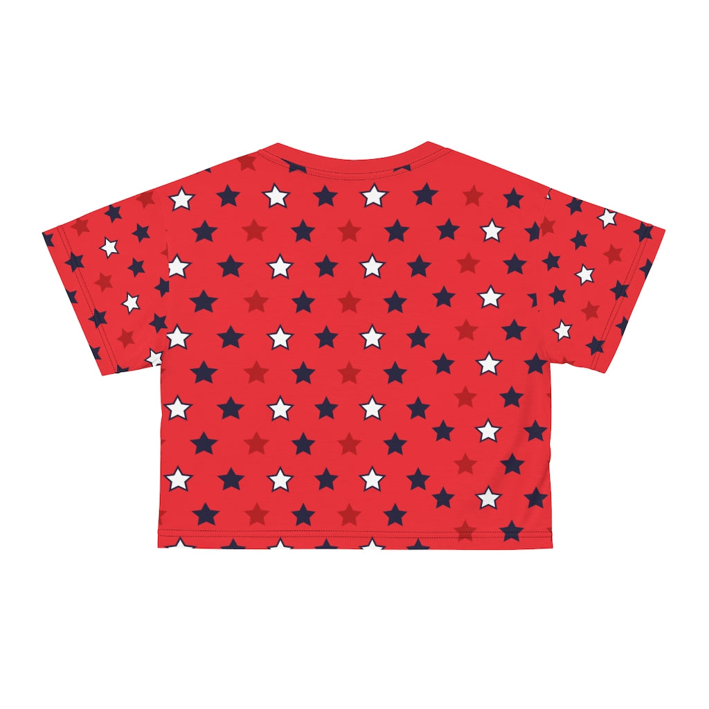 red star printed crop t-shirt for women