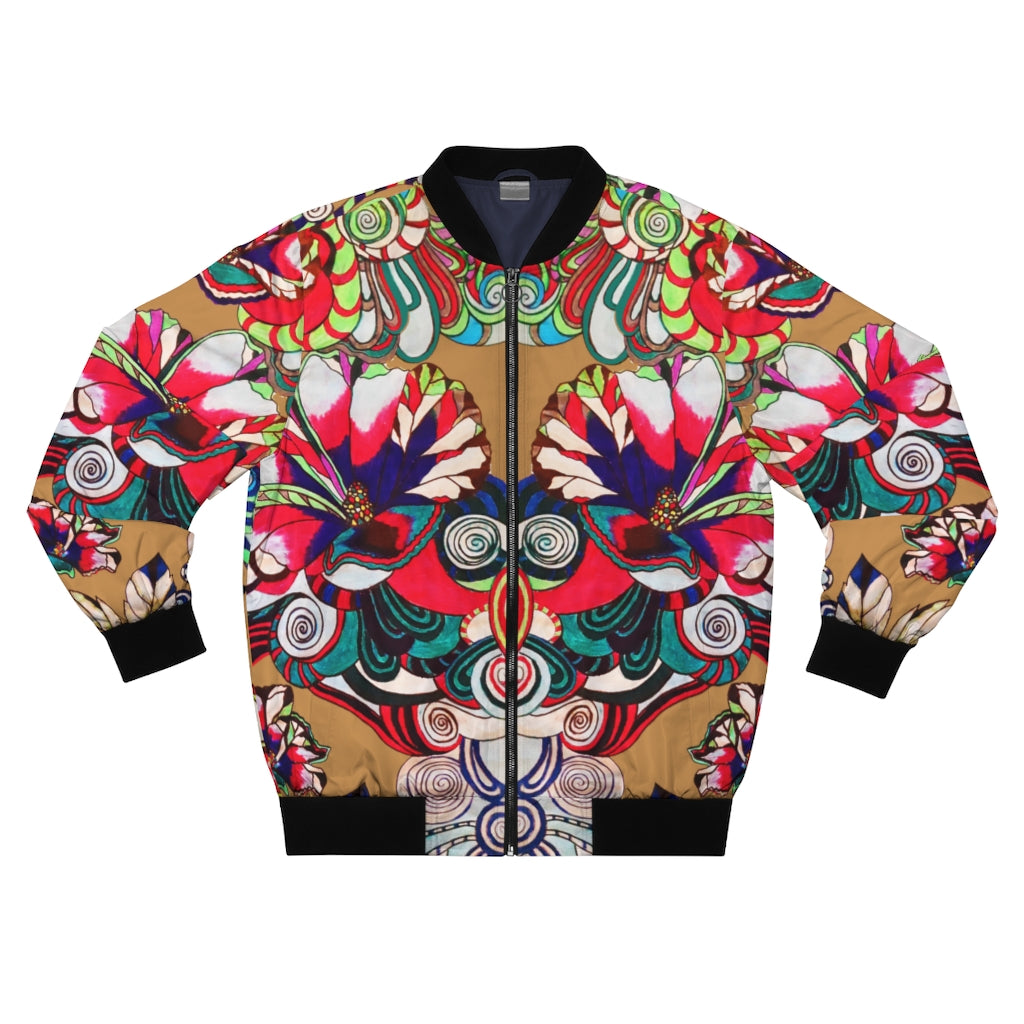 tussock graphic floral men's bomber jacket