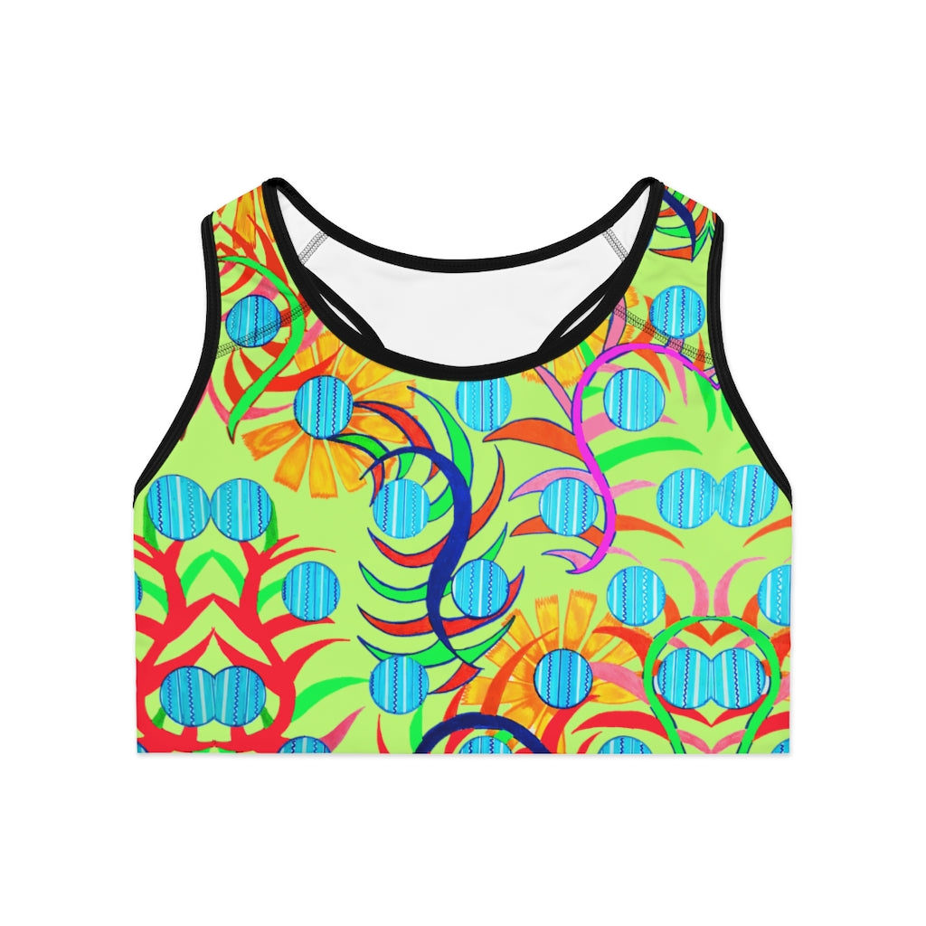 Lime Sunflower Print (AOP) Sports Bra