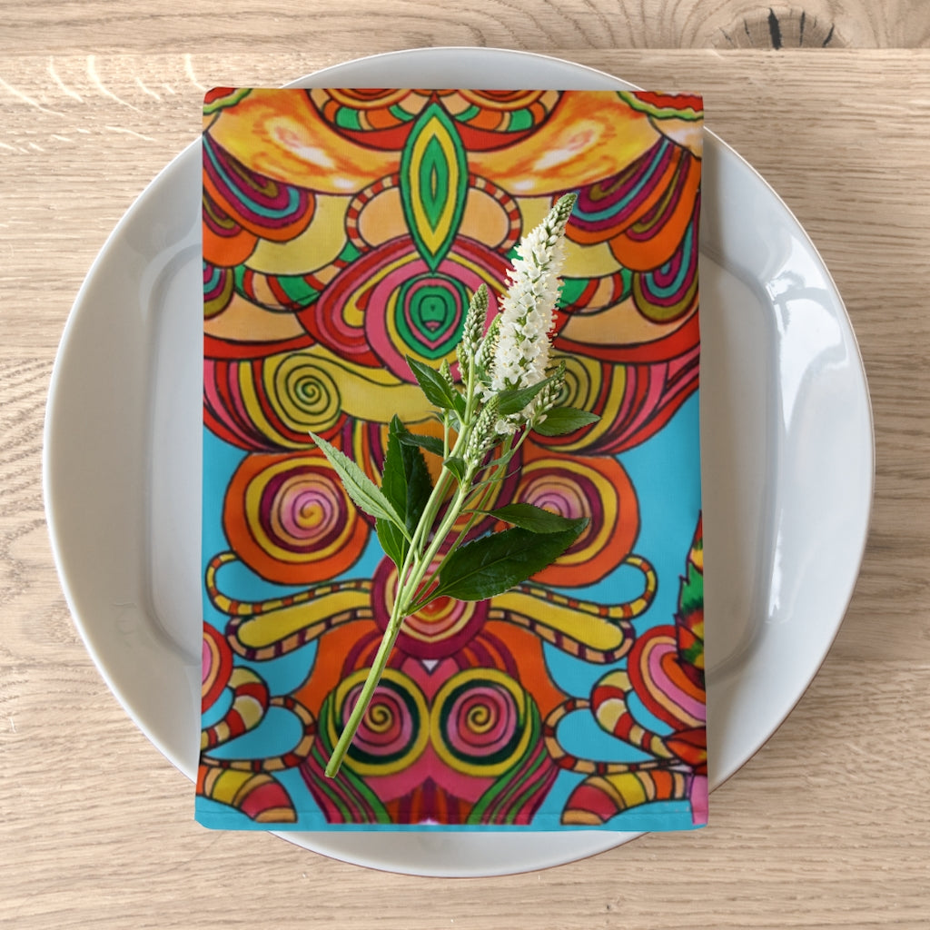 Aqua Artsy Floral Napkin