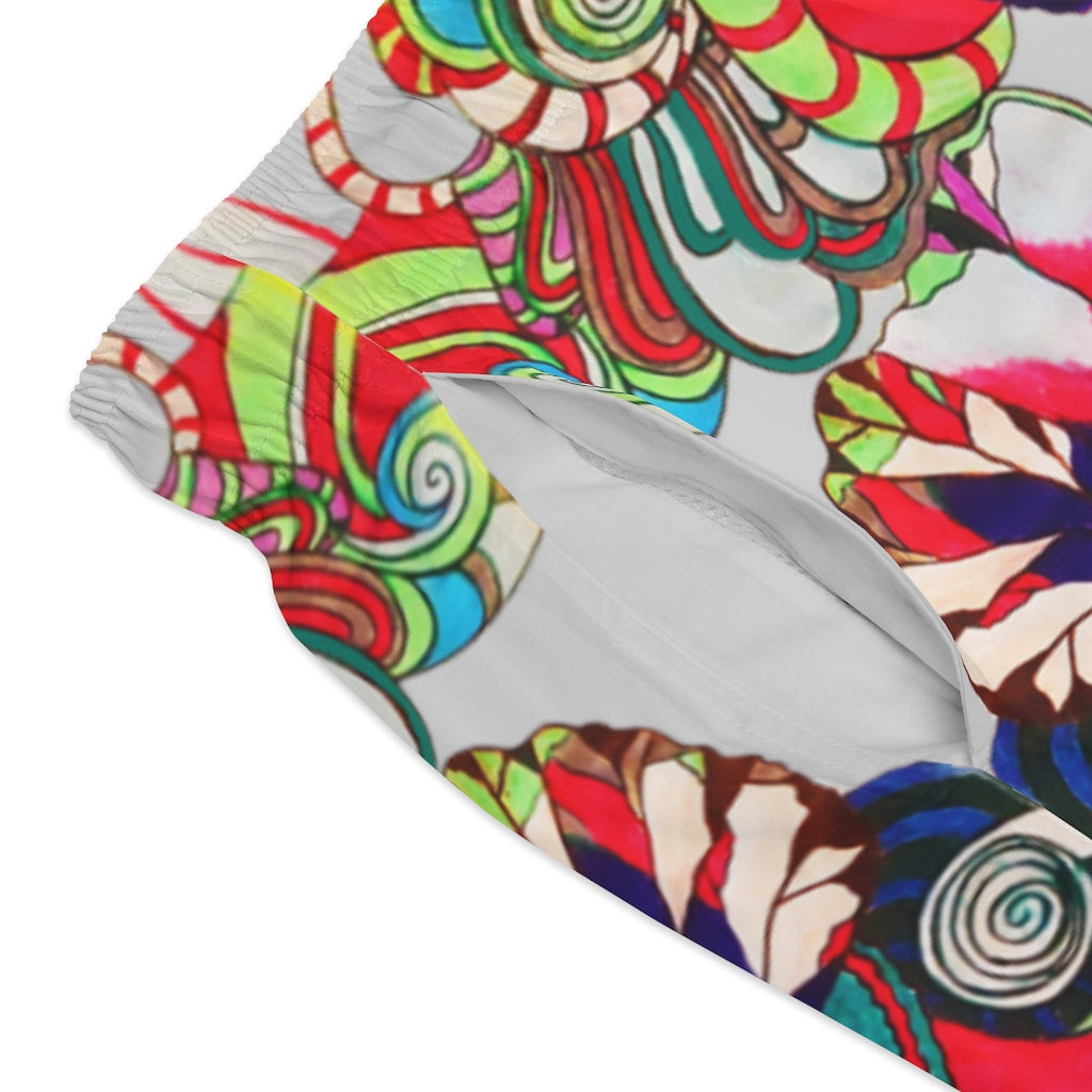 Slate Graphic Floral Pop Men's Swimming Trunks