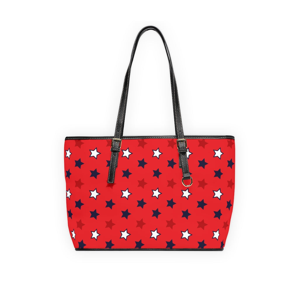 red star print handbag