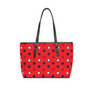 red star print handbag