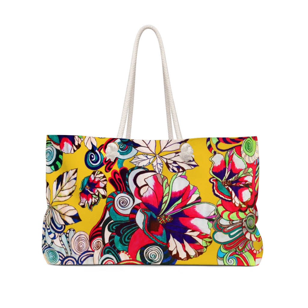 Artsy Floral Pop Yellow Weekender Bag