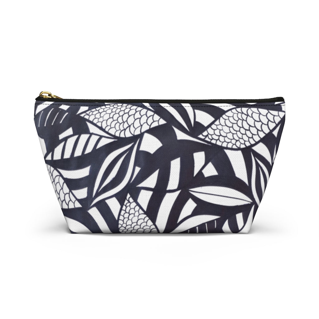 White Tropical Minimalist Accessory Pouch