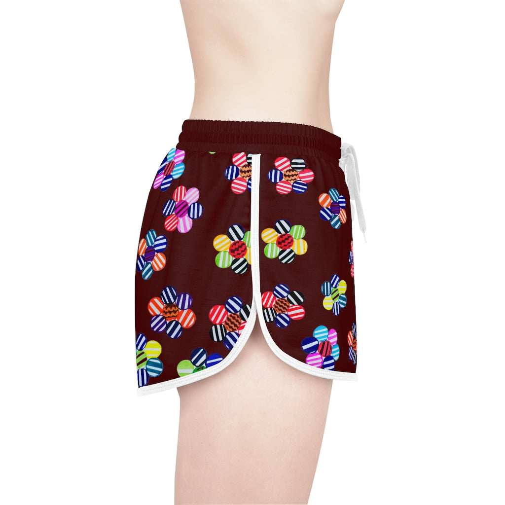 Marsala Candy Florals Relaxed Shorts