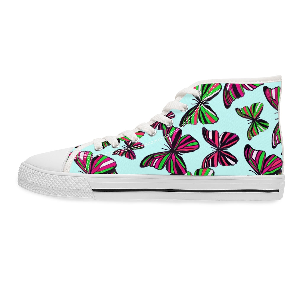 Ice Blue Butterflies Women's High Top Sneakers