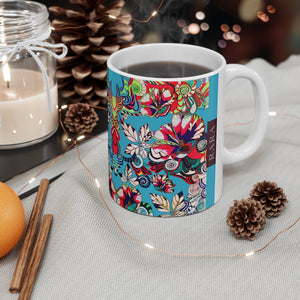 Floral Art Aqua Mug 11oz