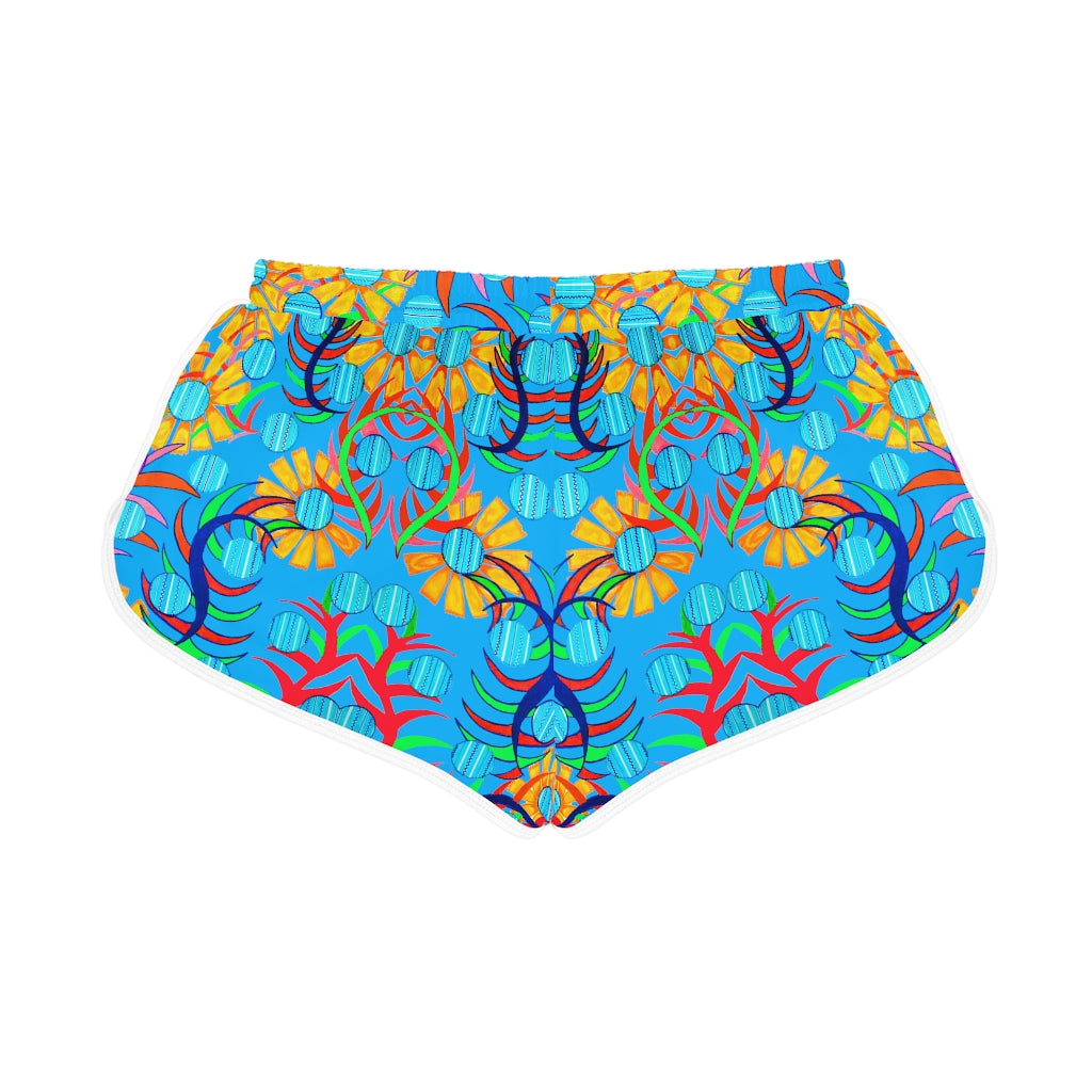 Aqua Sunflower Relaxed Shorts