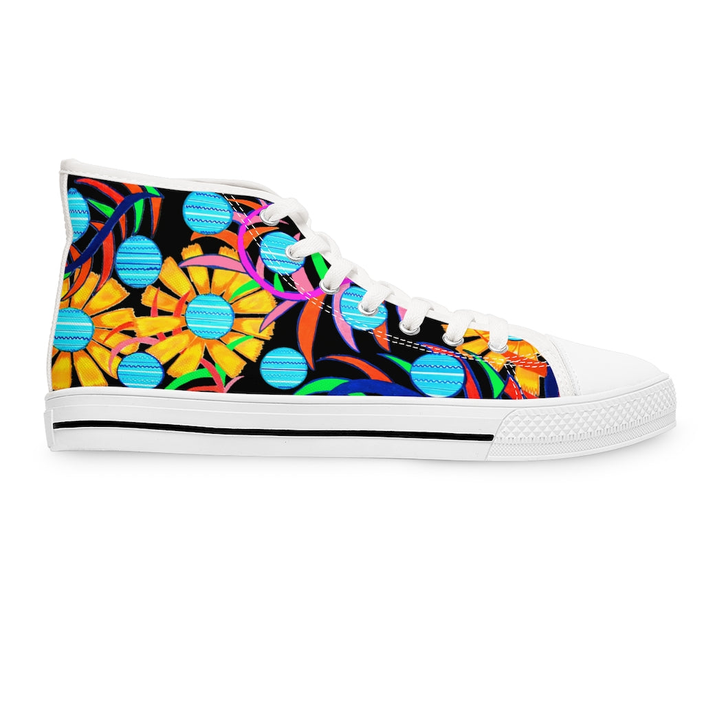 Black Sunflower Women's High Top Sneakers