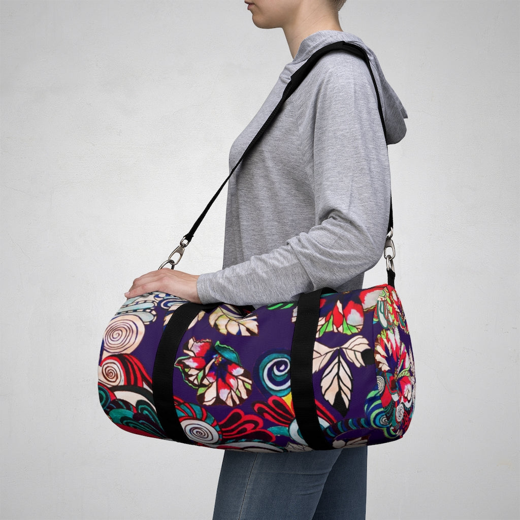 Artsy Floral Pop Violet Duffel Bag