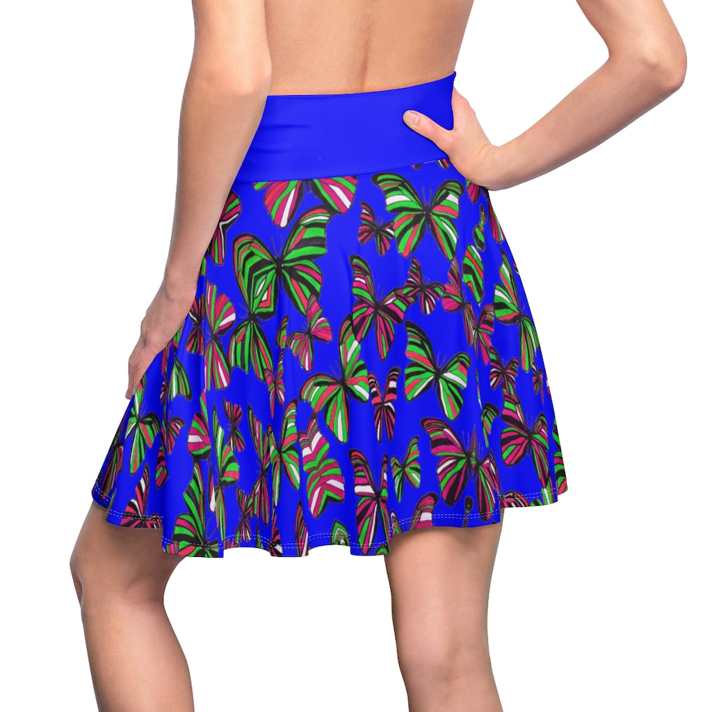 Butterflies Electric Blue Skater Skirt