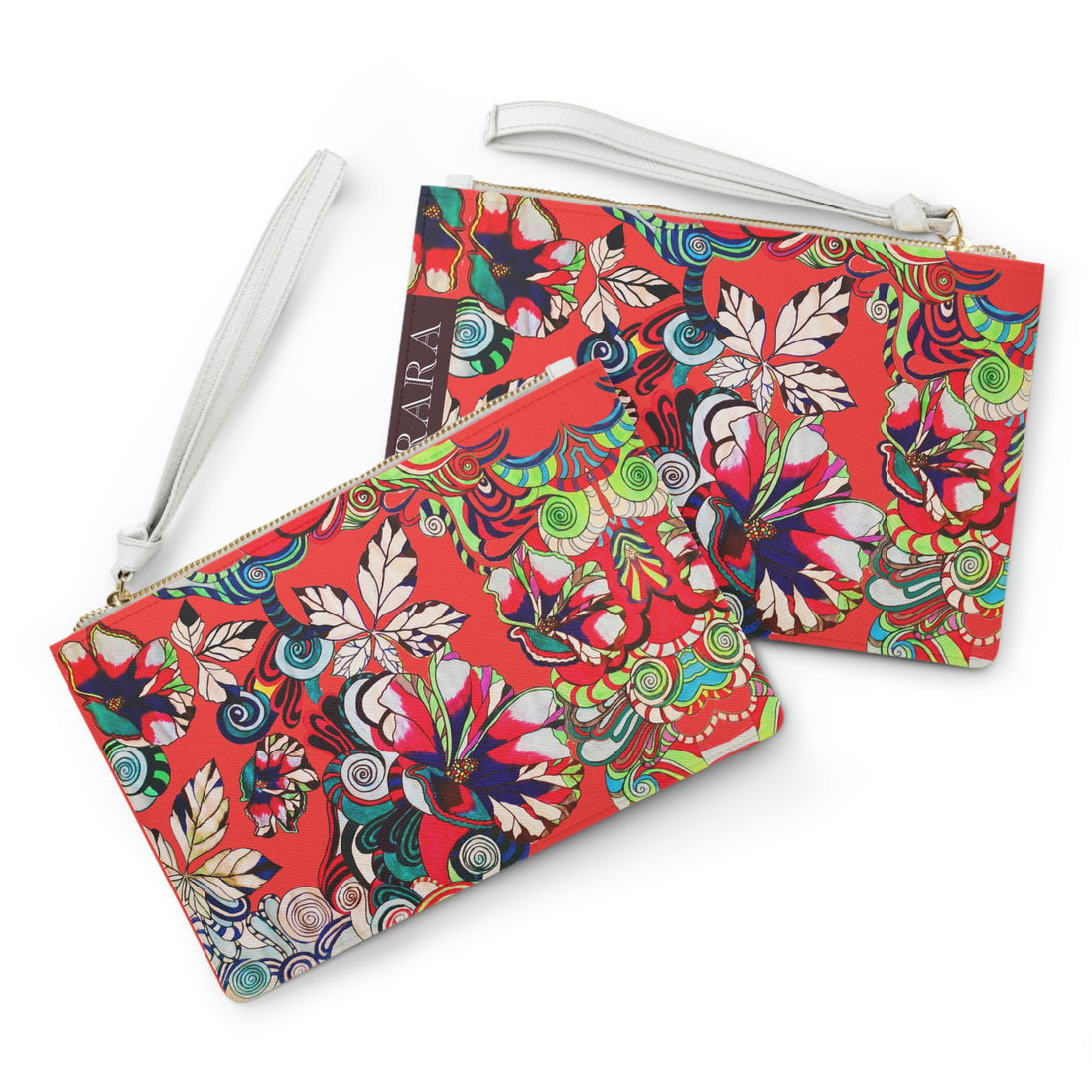 vermillion floral pop clutch bag