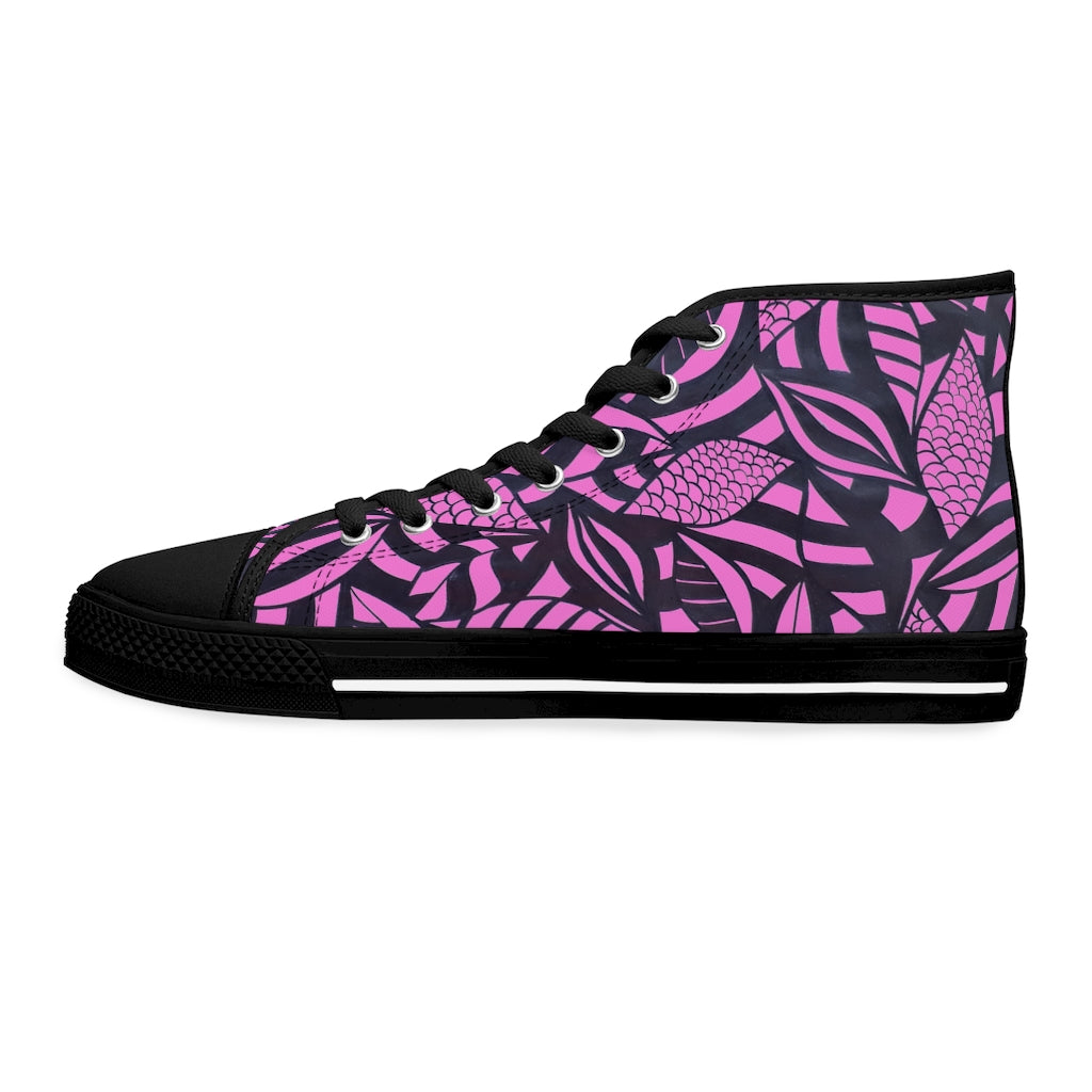 Rose Tropical Minimalist Women's High Top Sneakers