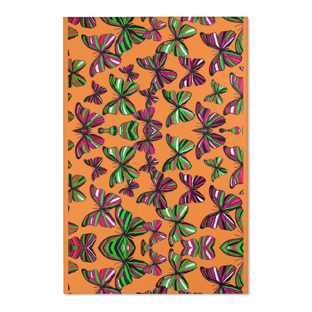 Butterflies Peach Area Rug