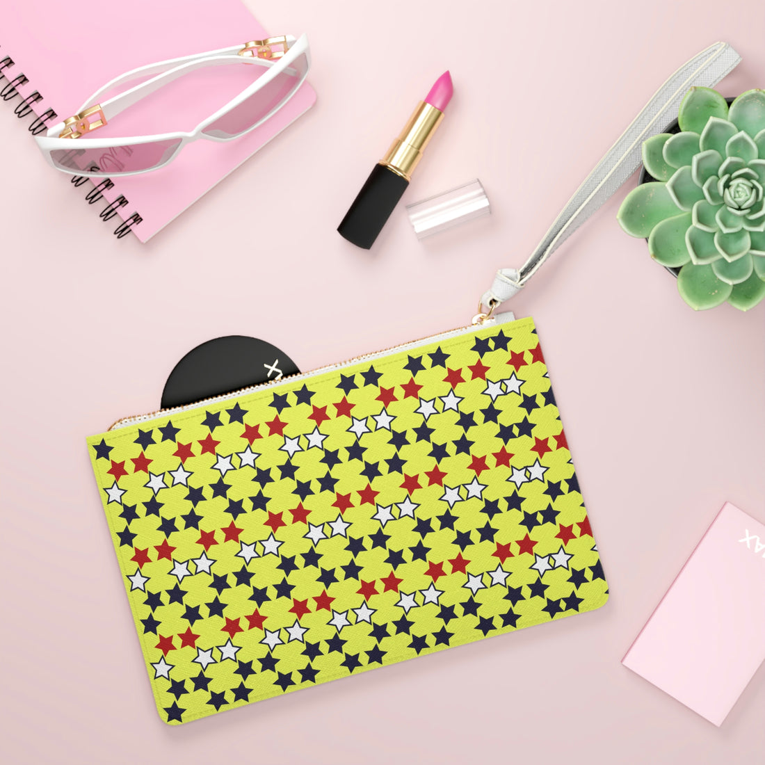 Canary Star Print Clutch Bag