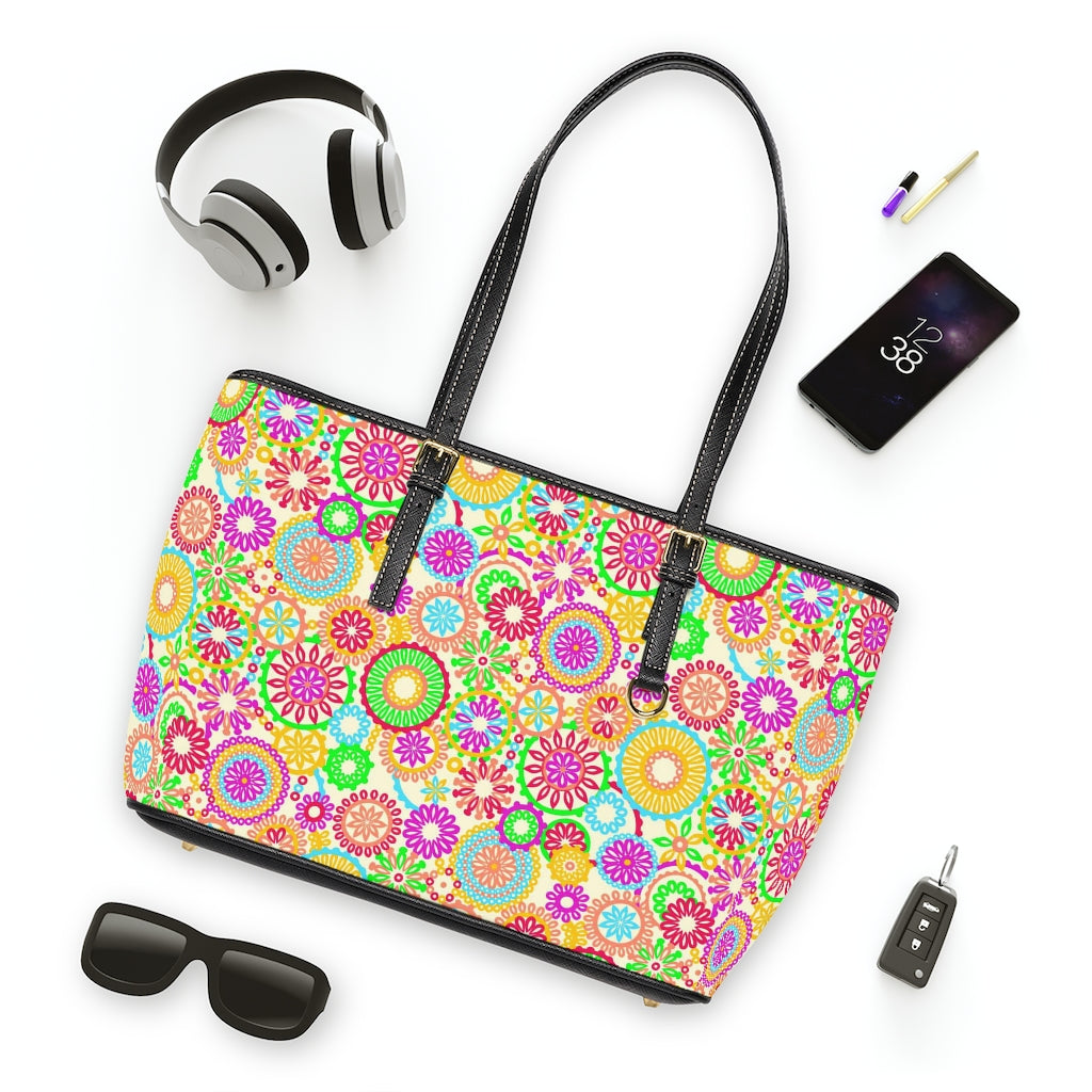 lemon psychedelic print tote