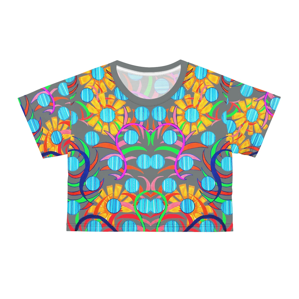 Ash Sunflower AOP Crop Tee