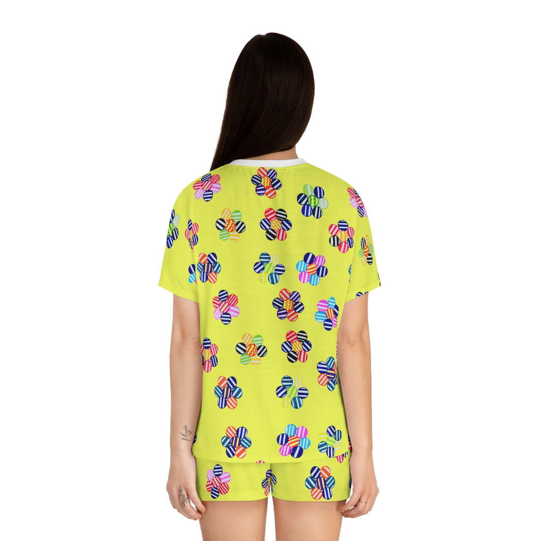 Canary Candy Floral Short Pajama Set (AOP)