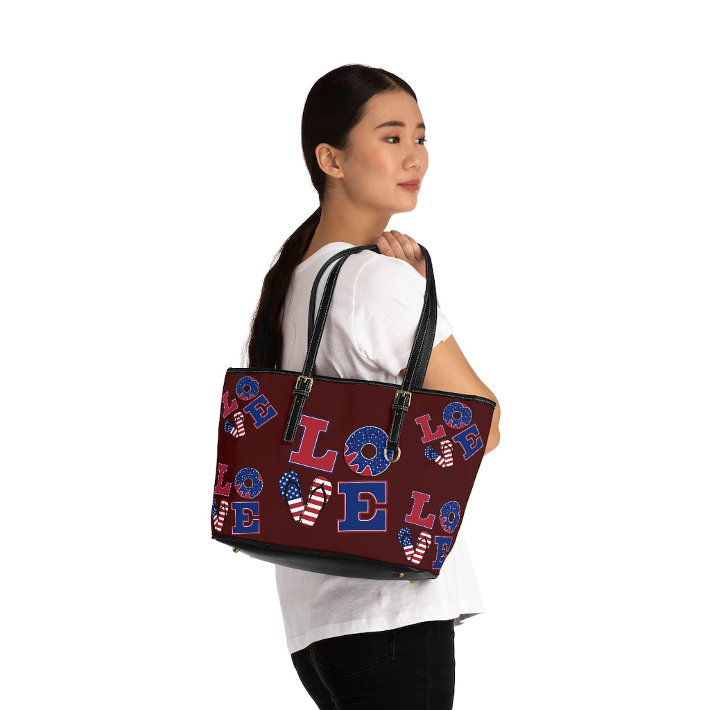 marsala love america print tote