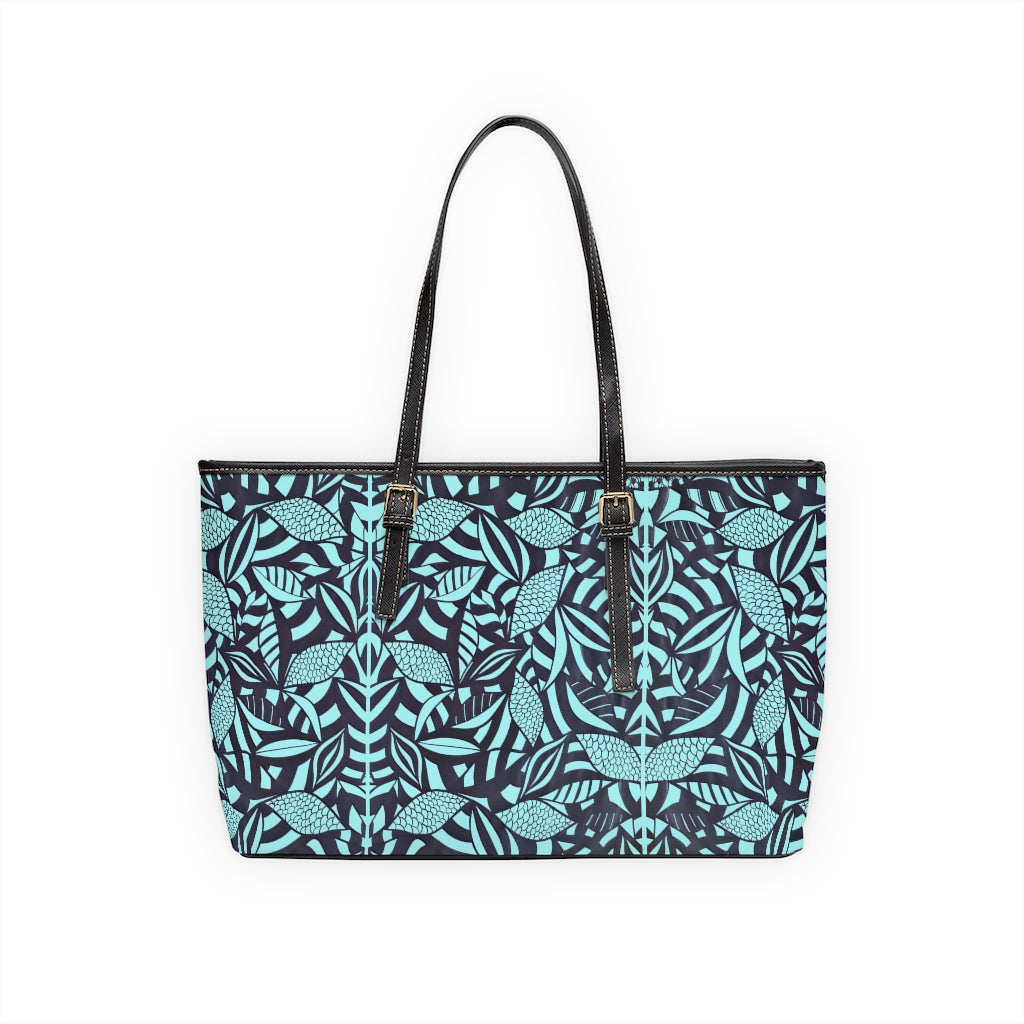 Icy Blue Tropical Minimalist PU Leather Shoulder Bag