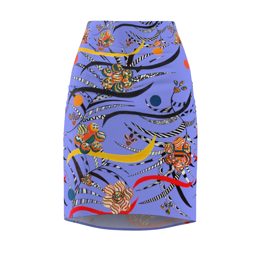 very peri animal & floral print pencil skirt 