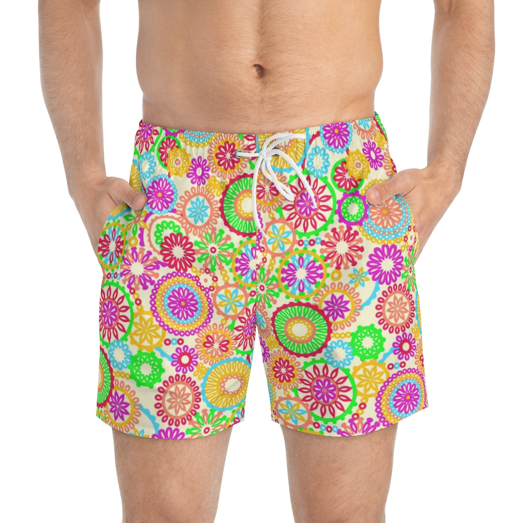 Men's 70'S Vibe Lemon Swimming Trunks