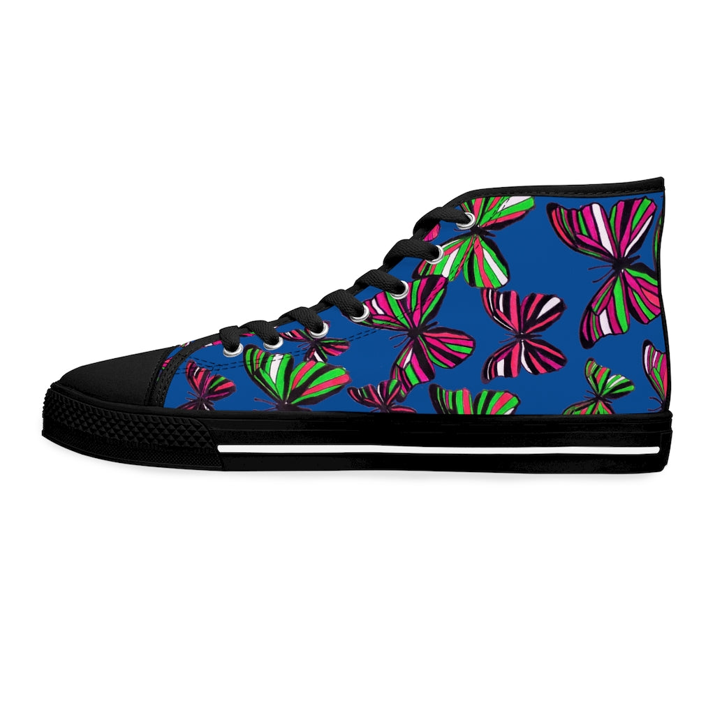 Royal Blue Butterflies Women's High Top Sneakers