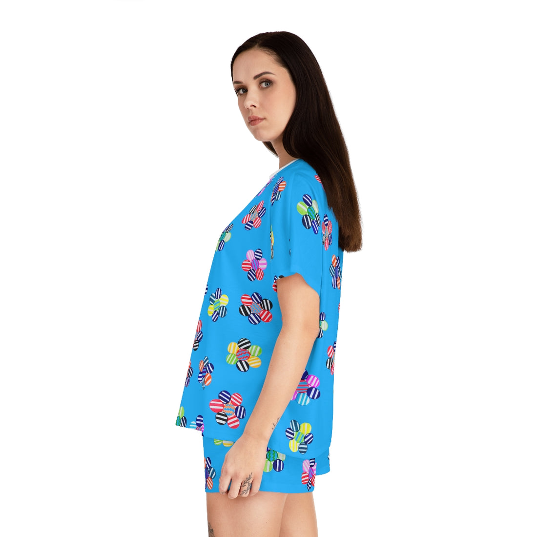 Aqua Candy Floral Short Pajama Set (AOP)