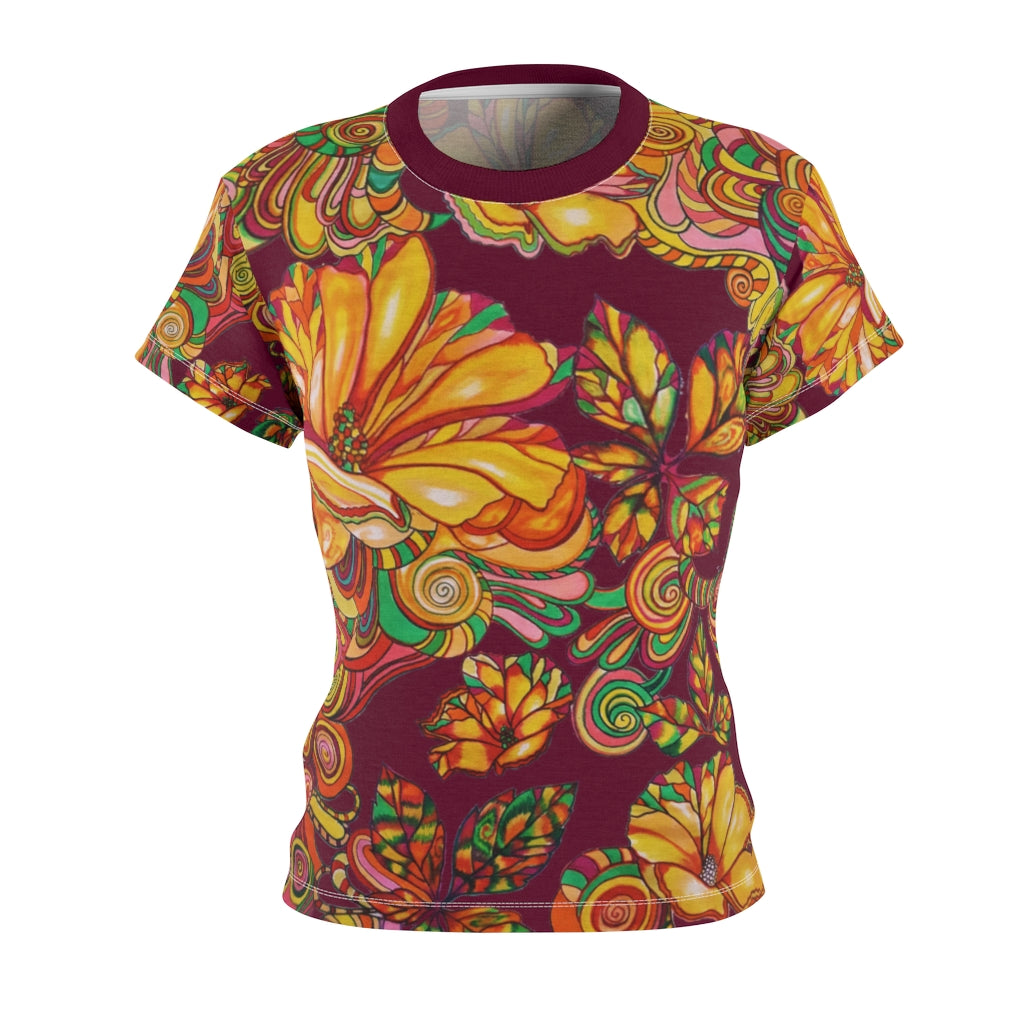 Artsy Floral Marsala AOP T-Shirt
