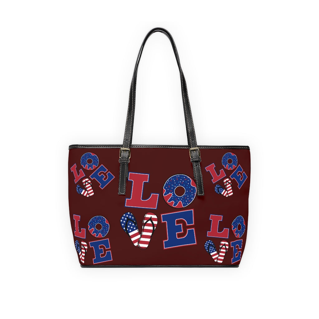 Marsala LOVE PU Leather Shoulder Bag