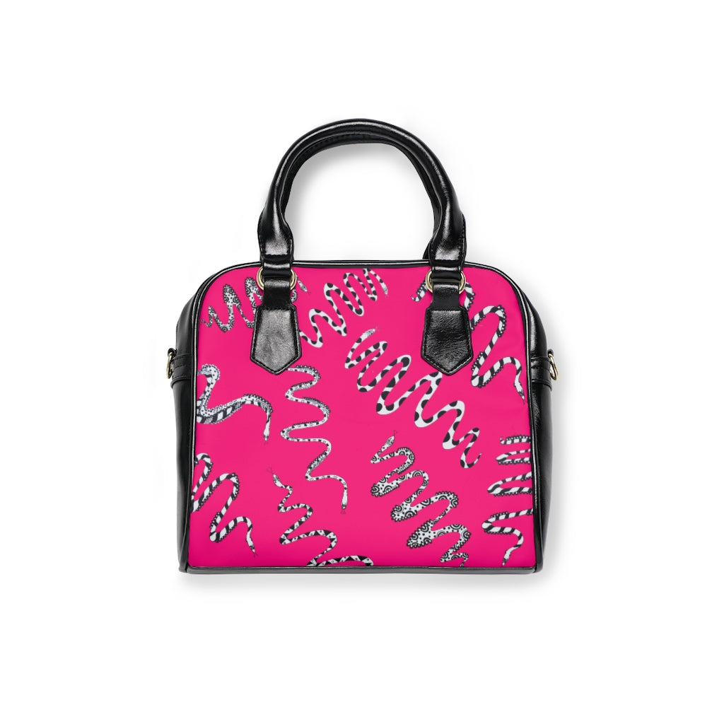 hot pink snake print handbag