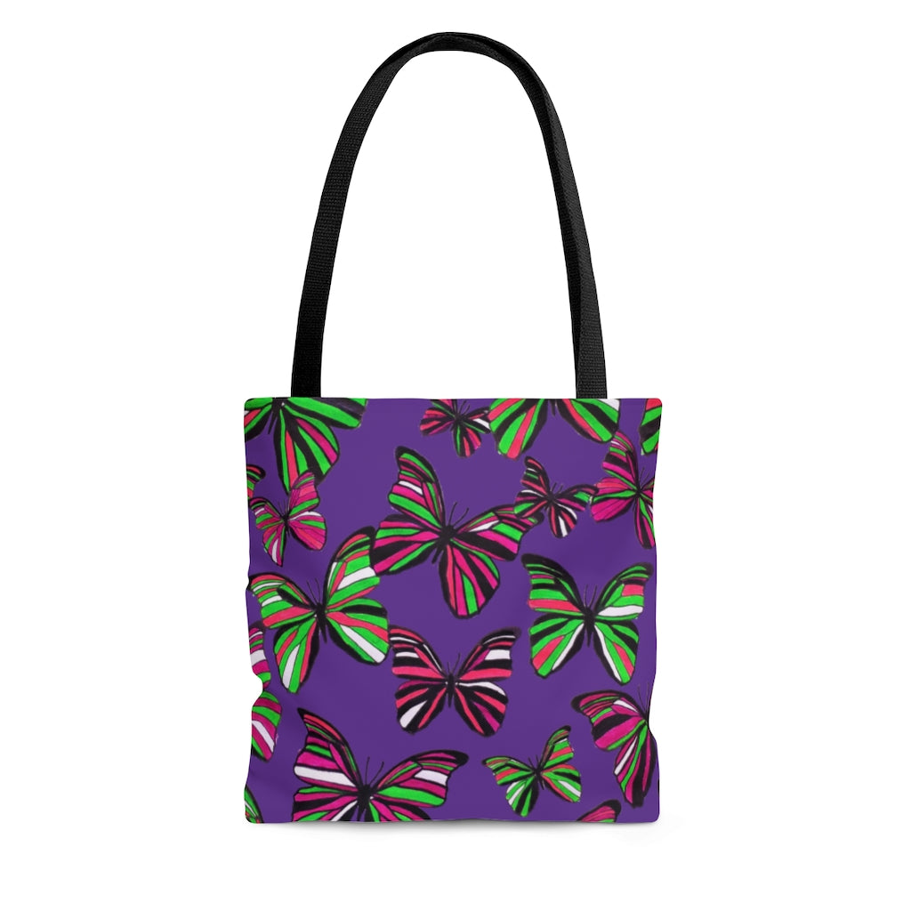 AOP Butterflies Purple Tote Bag