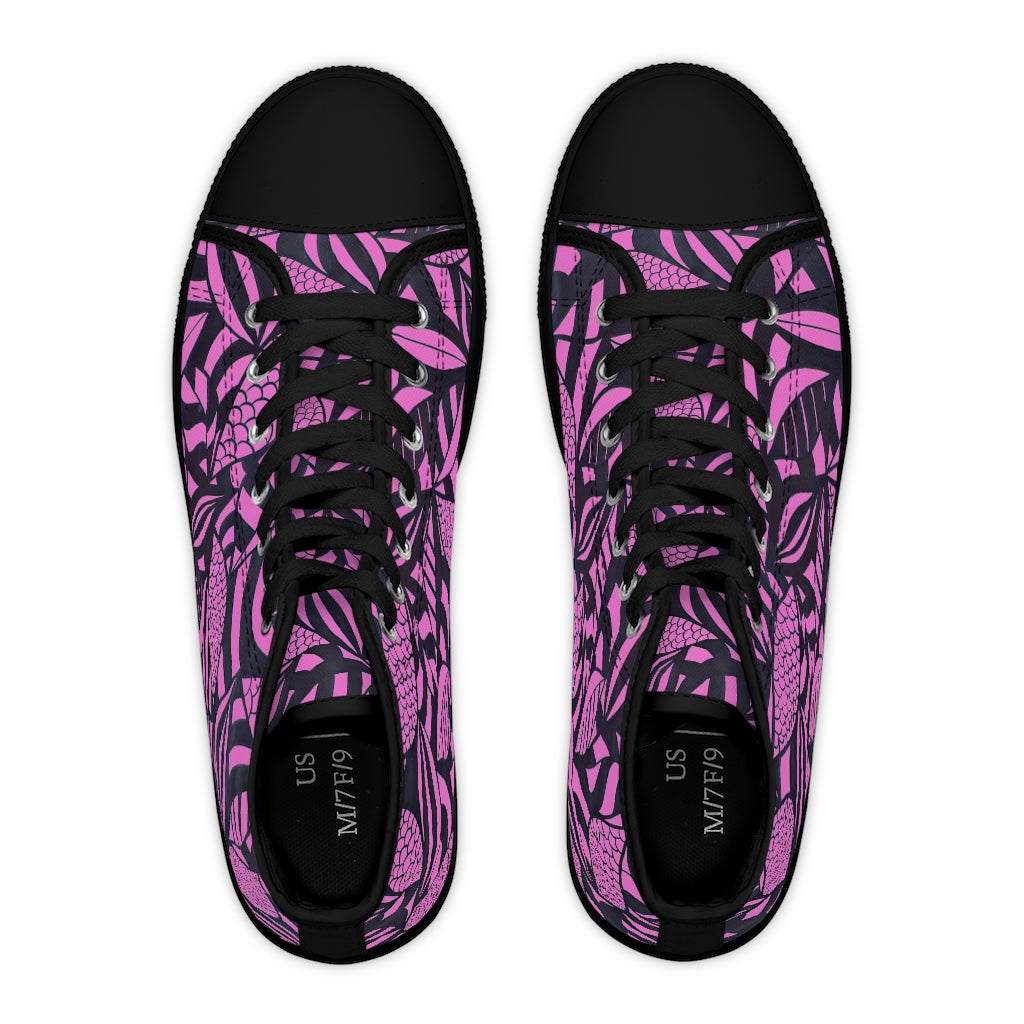 rose tropical print hightop women's sneakers