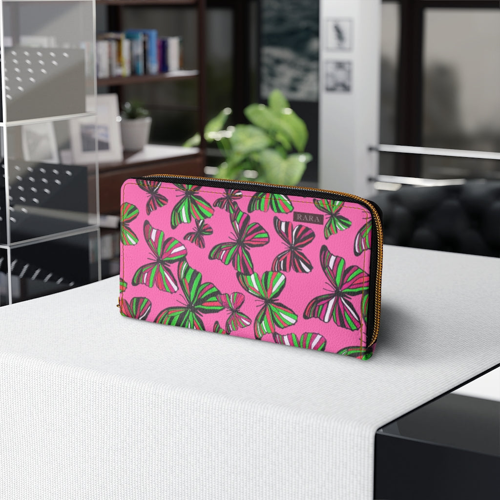 Rose Butterflies Zipper Wallet